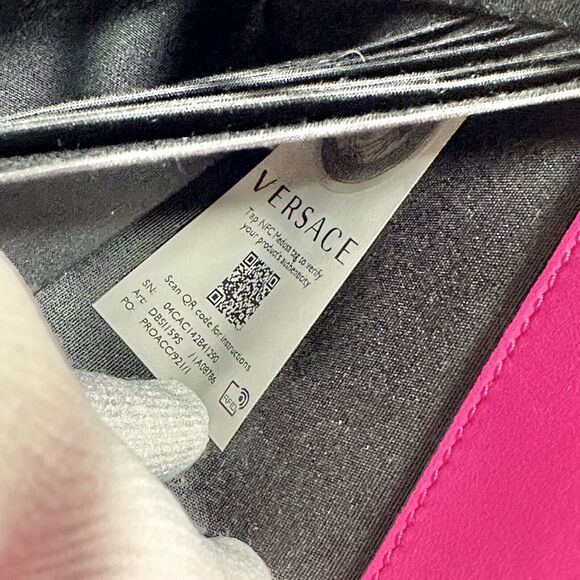 Versace La Medusa Velvet Quilted Leather Wallet On Chain Clutch Fuchsia NWT - Picture 8 of 12